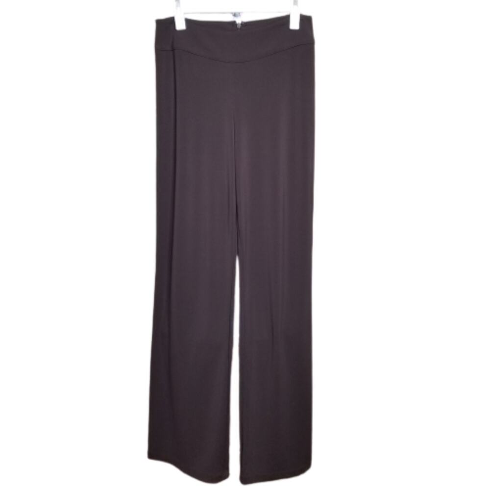 Talbots Slinky Back Zip Wide‎ Leg High Rise Pants Brown Petite